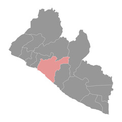 Grand Bassa map, administrative division of Liberia. Vector illustration.