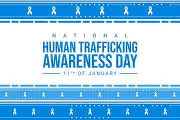 National human trafficking awareness day celebration with ribbons and beautiful borders. Banner and flyer concept for National human trafficking awareness day on January 11