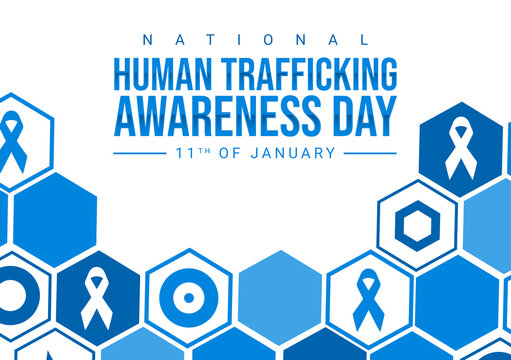 National human trafficking awareness day celebration in hexagon patterns style. Banner and flyer concept for National human trafficking awareness day on January 11 - Powered by Adobe