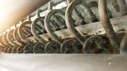 Condensor piping on the refrigerant system in chiller compressor. Refrigerant pipe in condensor...