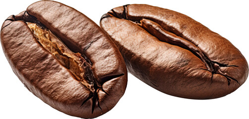Coffee beans isolated on transparent background. PNG - obrazy, fototapety, plakaty