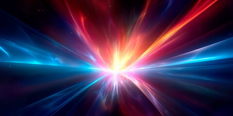 wave of galactic fusion, with multicolored fractals merging and emanating from a central starburst.