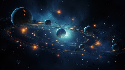 Deep space planets, awesome science fiction wallpaper, Cosmic landscape. Background for computer games, Banner