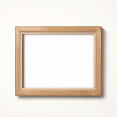 壁に木製フレームの写真のモックアップ。木製の額縁をモックアップします。影付きの水平方向の境界線。背景の壁に空のフォト フレーム。デザインの境界線は、ポスターと絵画の画像を印刷します。ベクター