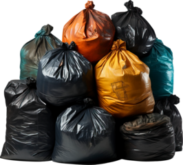 Garbage bags isolated on transparent background. PNG