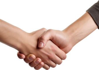 Two businessman hand shake isolated on transparent background. PNG