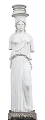 Stone woman statue on transparent background. Greece statue.