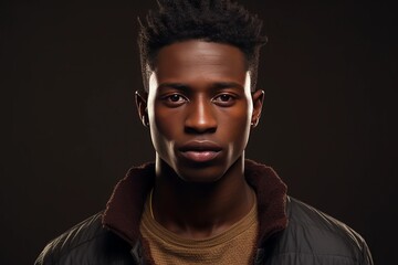 Handsome african young man studio portrait. AI generative