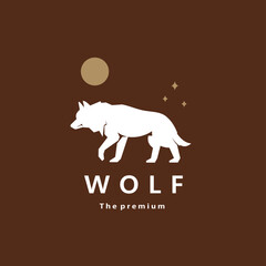 animal wolf natural logo vector icon silhouette retro hipster	
