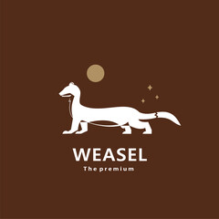 animal weasel natural logo vector icon silhouette retro hipster	