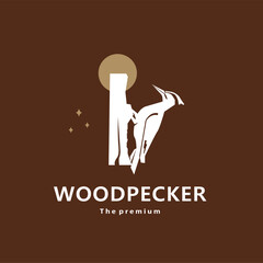 animal woodpecker natural logo vector icon silhouette retro hipster	