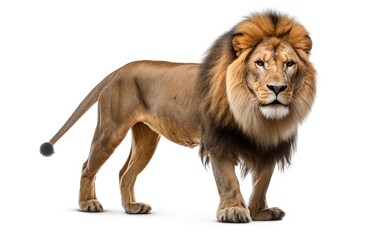 Obraz premium Lion walking isolated on a white background.