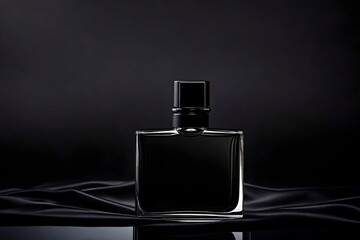 elegant perfume bottle template,black  satin and sliky cloth background