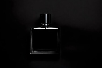 black perfume bottle template,black  satin and sliky cloth background , cosmetic branding template