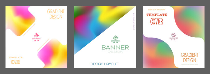 Fototapeta premium A set of backgrounds with a colorful gradient. Layout for the cover, brochure, catalog and creative design idea