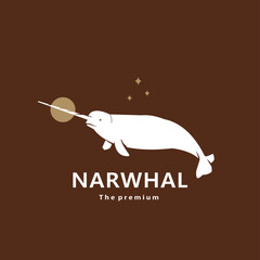 animal narwhal natural logo vector icon silhouette retro hipster  © Artoniumw