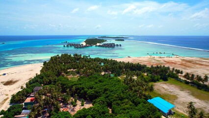 Kanifinolhu Island - Maldives - Aerial view and view from Huraa island to the beautiful Kanifinolhu Island