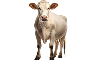 Peaceful White Cow Isolated On Transparent Background