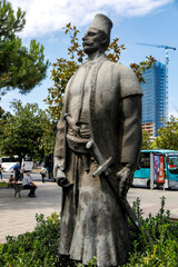 Statue of general Suleyman Pasha Bargjini, founder of Tirana, in Tirana, Albania.