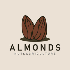 almonds nuts vintage logo icon and symbol vector illustration minimalist design
