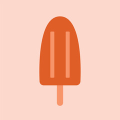 Cute simple illustration with ice cream. Sweet delicious food. Summertime clip art. Flat design. For icon, badge, card, banner