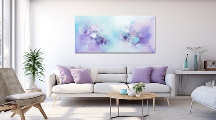 Digital watercolor painting on canvas depicting abstract soft brush strokes in pastel colors