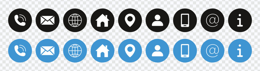 "Enhance digital connections with our Website Contact Icons – Business card set featuring user, home, phone, email, and more essential symbols."