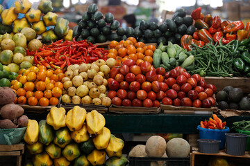 Naklejka na ściany i meble Fruit and vegetable at market on the outskirts of Riobamba, Ecuador