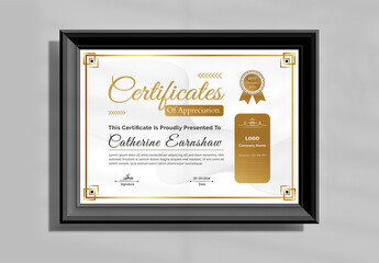 Certificate of Award Golden Colors Template Design
