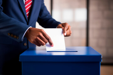 man voting in the ballot box - obrazy, fototapety, plakaty