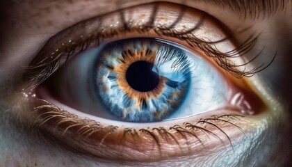 Fototapeta premium Closeup of Human Eye - Beautiful Iris and Patterns - Biology - Concept of Eye Laser Surgery - LASIK - Eye Medicial Procedure