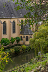 View to the abbey called Neimenster in the city Luxembourg