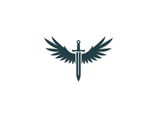 sword wings logo vector icon illustration, logo template - obrazy, fototapety, plakaty