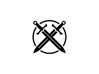 sword circle logo vector icon illustration, logo template