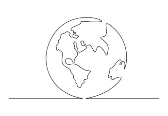Continuous single line drawing of Earth. Earth day concept vector illustration. Premium vector. 