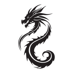 illustration logo tattoo black and white dragon