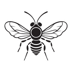 illustration logo of a bee hornet black and white