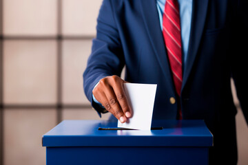man voting in the ballot box - obrazy, fototapety, plakaty
