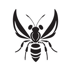 illustration logo of a bee hornet black and white