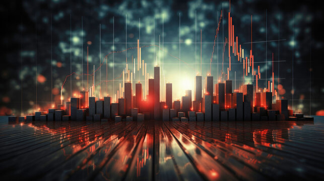 Chart design with data and statistics created by Ai technology. Housing price index and real estate market.