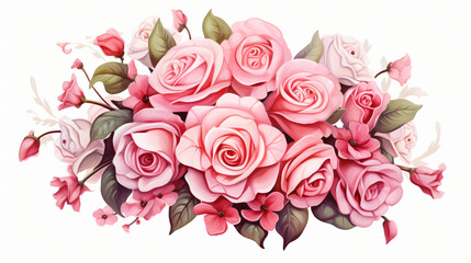 Rose bouquet for weddings on blank background