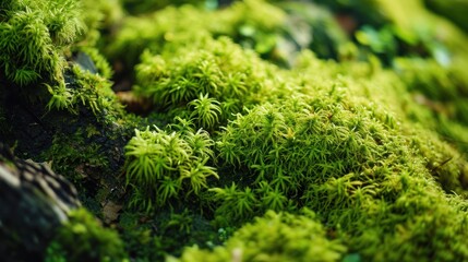 Fresh green moss texture with lush growth and soft surface.