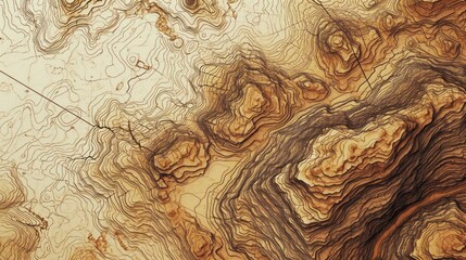 Detailed map texture with topographic lines and earthy tones. - obrazy, fototapety, plakaty