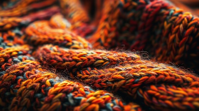 Warm woolen knit texture with cozy patterns and soft threads.