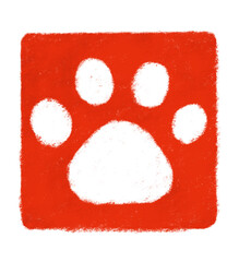 肉球の四角の判子　クレヨンタッチ