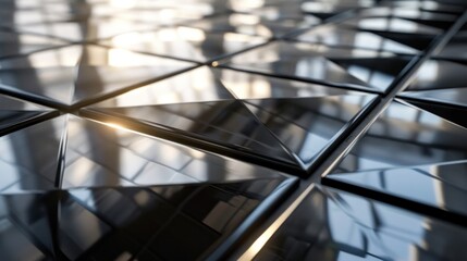 Glossy ceramic tiles texture with reflective surface and geometric shapes.