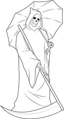 Reaper Halloween Umbrella Vector Graphic Art Illustration