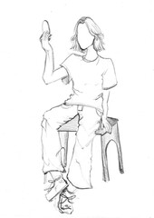 pencil sketches of a person