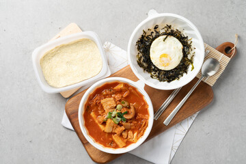 Kimchi stew, meat, ham, spam, kimchi, stew, Korean