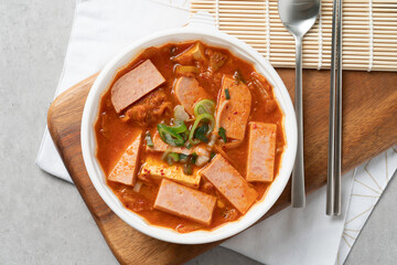 Kimchi stew, meat, ham, spam, kimchi, stew, Korean